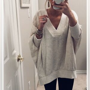 Lou & Grey 100% Cotton Cream V-Neck Sweater